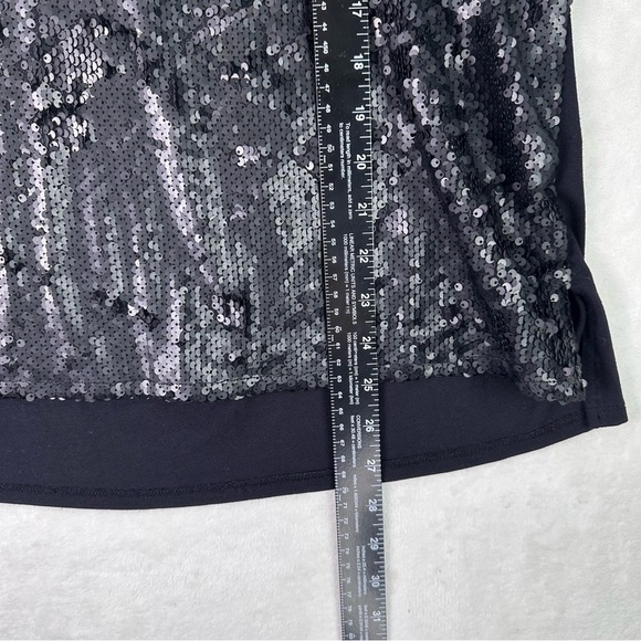 WORTHINGTON Black & Silver Sparkle Sequin Short Sleeve Festive Disco Blouse Sz L - Picture 13 of 16